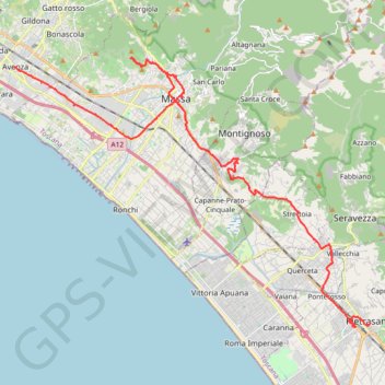 Trace GPS Via Francigena Avenza - Pietrasanta, itinéraire, parcours
