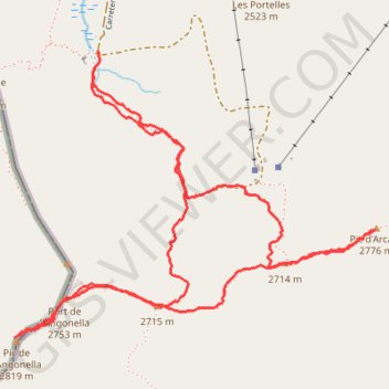Trace GPS Pics des Langounelles 2817 - Arcalis 2776, itinéraire, parcours