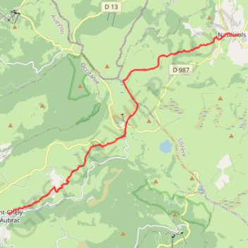 Trace GPS GR65 de Nasbinals à Saint-Chély-d'Aubrac, itinéraire, parcours