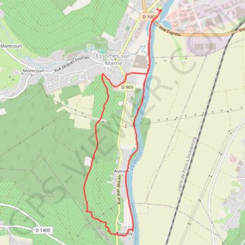 Trace GPS Vallée de la Marne, Château Thierry, itinéraire, parcours