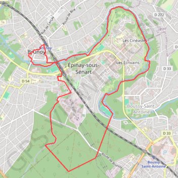 Trace GPS Moulins et Menhirs le long de l'Yerres, itinéraire, parcours