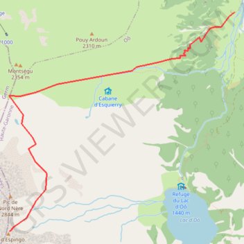 Trace GPS Pic d'Espingo depuis les granges d'Astau, itinéraire, parcours