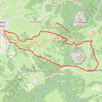 Trace GPS Le Mont de la Tortue Saint-Julien-Chapteuil, itinéraire, parcours