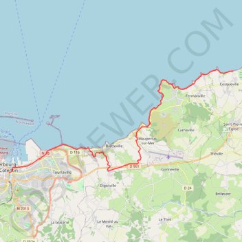 Trace GPS Etape1 Cherbourg-Cosqueville, itinéraire, parcours
