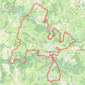 Trace GPS Grande boucle - Le chemin de l'Osmonde Royale - Châteauponsac, itinéraire, parcours