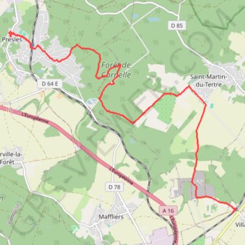Trace GPS De Villaines sous Bois à Presles, itinéraire, parcours
