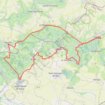 Trace GPS Le Marais - Coulon - Arçais, itinéraire, parcours