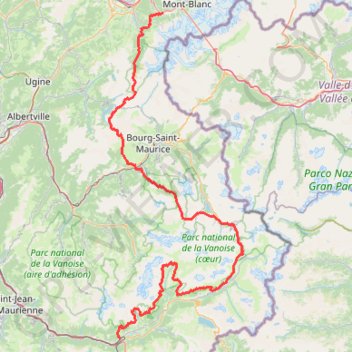 Trace GPS Mont Blanc - Maurienne, itinéraire, parcours
