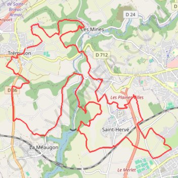 Trace GPS Entre Trémuson et Saint-Brieuc, itinéraire, parcours