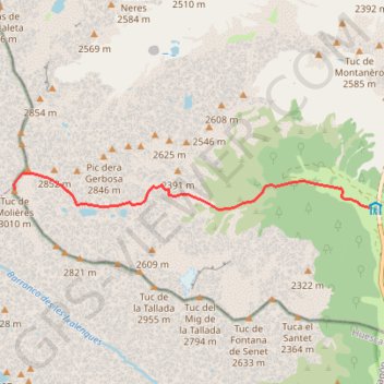 Trace GPS Tuca de Mulleres depuis l'hospital de Vielha, itinéraire, parcours