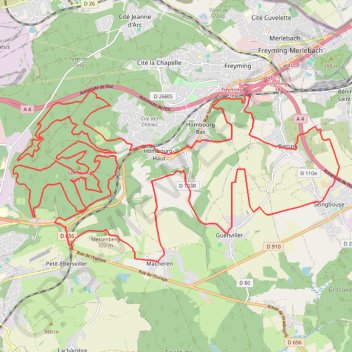 Trace GPS Dénivelé en autour de Macheren, itinéraire, parcours