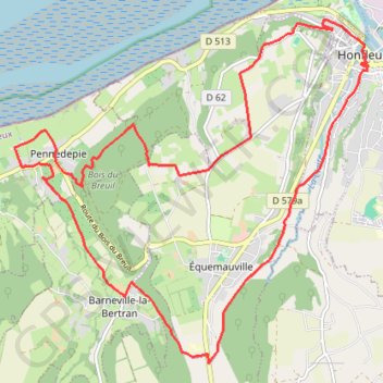 Trace GPS Honfleur Loop 19km, itinéraire, parcours