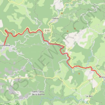 Trace GPS Le petit train de Lacaune - De Lacrouzette à Brassac, itinéraire, parcours