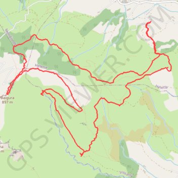 Trace GPS Mont Baïgura en circuit depuis la Chapelle St Vincent, itinéraire, parcours