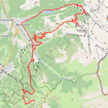 Trace GPS Col de Youx Plane en montée d'Avoriaz, itinéraire, parcours