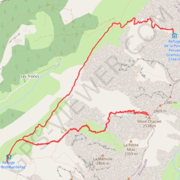 Trace GPS Mont Charvet depuis le refuge de Gramousset puis retour sur les Confins, itinéraire, parcours