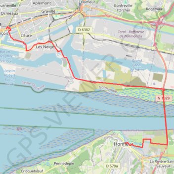 Trace GPS EV4 Havr Honfleur 23k, itinéraire, parcours