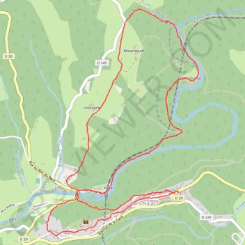 Trace GPS Boucle le long de l'Aveyron - Najac nord, itinéraire, parcours