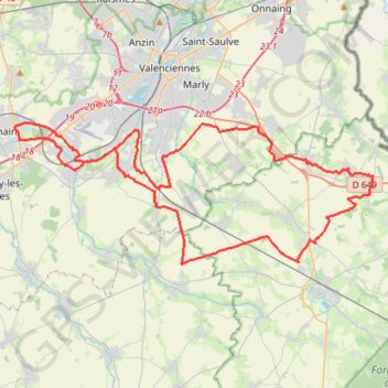 Trace GPS Direction Le Quesnoy - Denain, itinéraire, parcours
