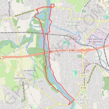Trace GPS Du Barrage de Villerest au Barrage de Grangent en 10 boucles - Pont d'Andrézieux - Pont de Saint-Just-Saint-Rambert, itinéraire, parcours