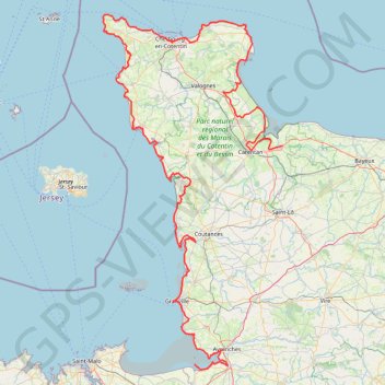 Trace GPS Mont-Saint-Michel et tour du Cotentin, itinéraire, parcours