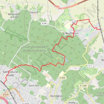 Trace GPS De Bouffemont à Saint Leu La Forêt, itinéraire, parcours