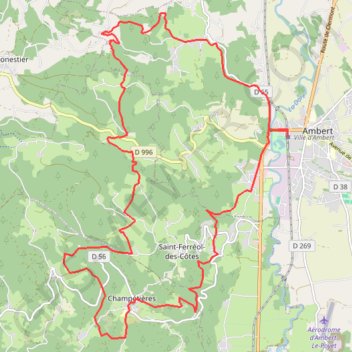 Trace GPS Pays d'Ambert - Les côtes du Livradois, itinéraire, parcours