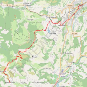Trace GPS Gap - Barcillonnette (Grande Traversée des Préalpes), itinéraire, parcours