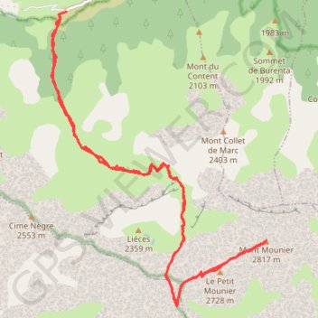 Trace GPS Mont Mounier depuis Roya, itinéraire, parcours