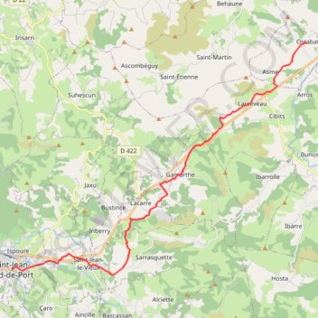 Trace GPS Ostabat-Asme - Saint-Jean-Pied-de-Port, itinéraire, parcours