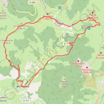 Trace GPS Boucle Puy Chavaroche, itinéraire, parcours