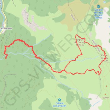 Trace GPS Signal et pic du Gourzy depuis les Eaux Chaudes, itinéraire, parcours