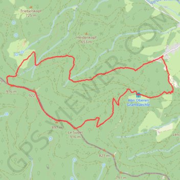 Trace GPS Sur les crêtes du Baerenkopf court, itinéraire, parcours