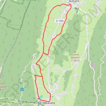 Trace GPS Vercors Autrans Méaudre - De village à village, itinéraire, parcours