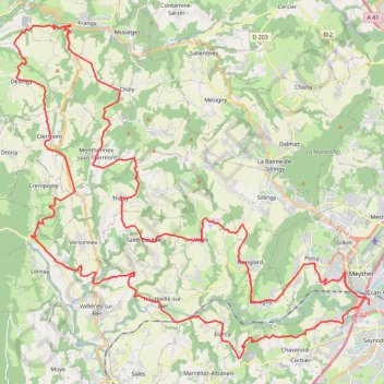 Trace GPS Cran Gevrier - Frangy - Cran par réseau secondaire, itinéraire, parcours