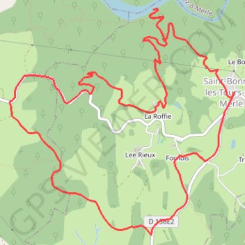 Trace GPS Sentier de la croix de Laval - Saint-Bonnet-les-Tours-de-Merle, itinéraire, parcours