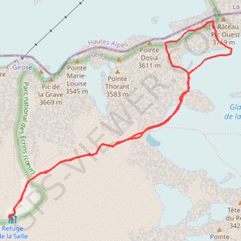 Trace GPS Le Râteau - Sommet W, itinéraire, parcours