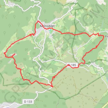 Trace GPS Monoblet - Les Jumelles - Aubret - Fressac, itinéraire, parcours