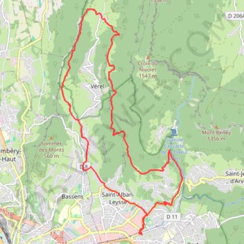Trace GPS Bauges - Pragondran, itinéraire, parcours