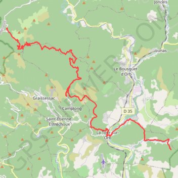 Trace GPS Grande Traversée de l'Hérault - itinéraire Nord - de Montbarri à Servies, itinéraire, parcours