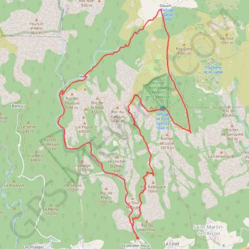 Trace GPS Gorges d'Heric i Mont Caroux, itinéraire, parcours