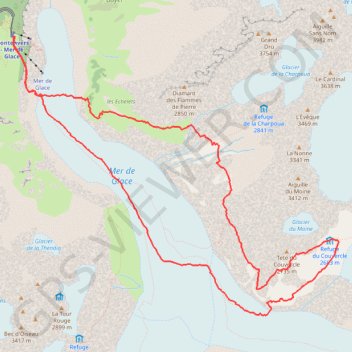 Trace GPS Balcons de la Mer de Glace, itinéraire, parcours