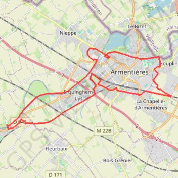 Trace GPS Circuit entre Lys et Voie verte - Armentières, itinéraire, parcours