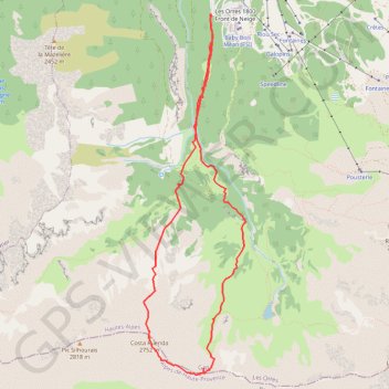 Trace GPS Costa Rouenda versant N en boucle, itinéraire, parcours