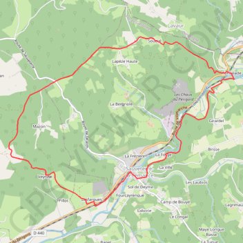 Trace GPS Sauveterre, à la découverte du musée de la préhistoire - Pays de la vallée du Lot, itinéraire, parcours