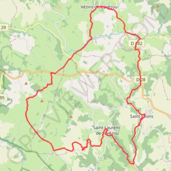Trace GPS Sur les monts du Lévézou - Vézins-de-Lévézou, itinéraire, parcours