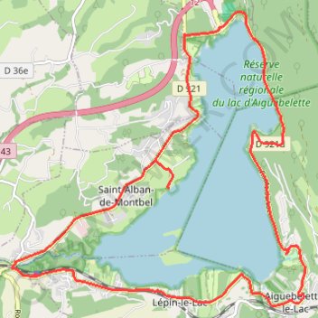 Trace GPS Autour du lac d'Aiguebelette - Lépin-le-Lac, itinéraire, parcours