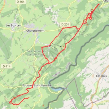 Trace GPS Les pistes de Charquemont : La boucle de la combe saint Pierre, La montée et boucle de Fournet Blancheroche, itinéraire, parcours