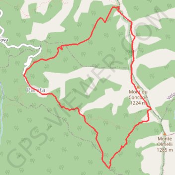Trace GPS Parata - Mont du Concone, itinéraire, parcours