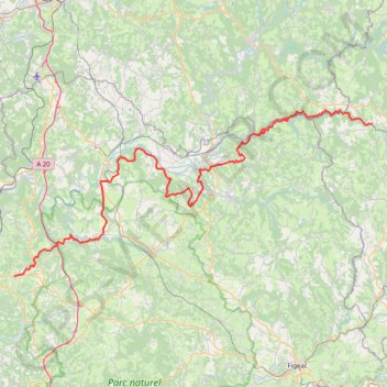 Trace GPS GR652 Randonnée de Laroquebrou (Cantal) à Le Vigan (Lot), itinéraire, parcours